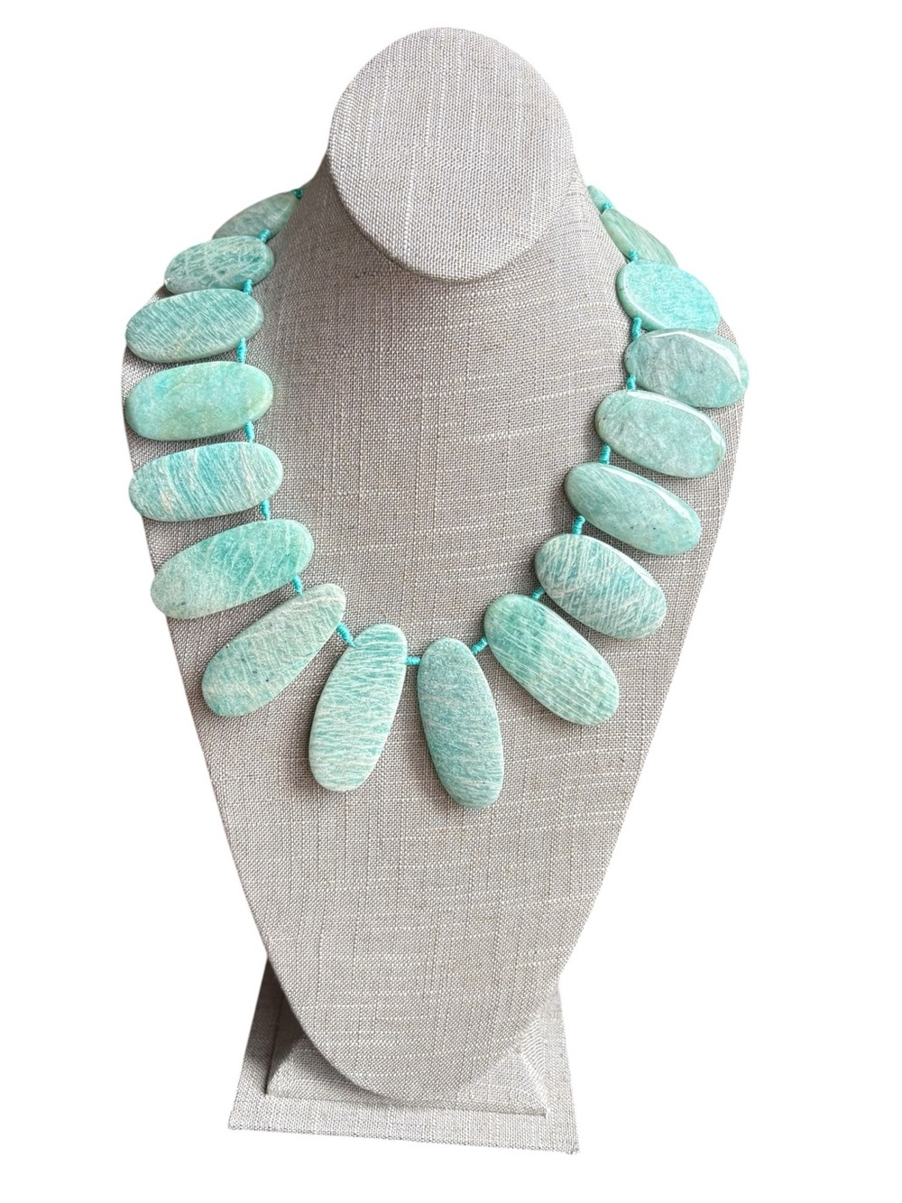 NEST Amazonite Statement Necklace Green Stone Silver Tone NWT Box Included
